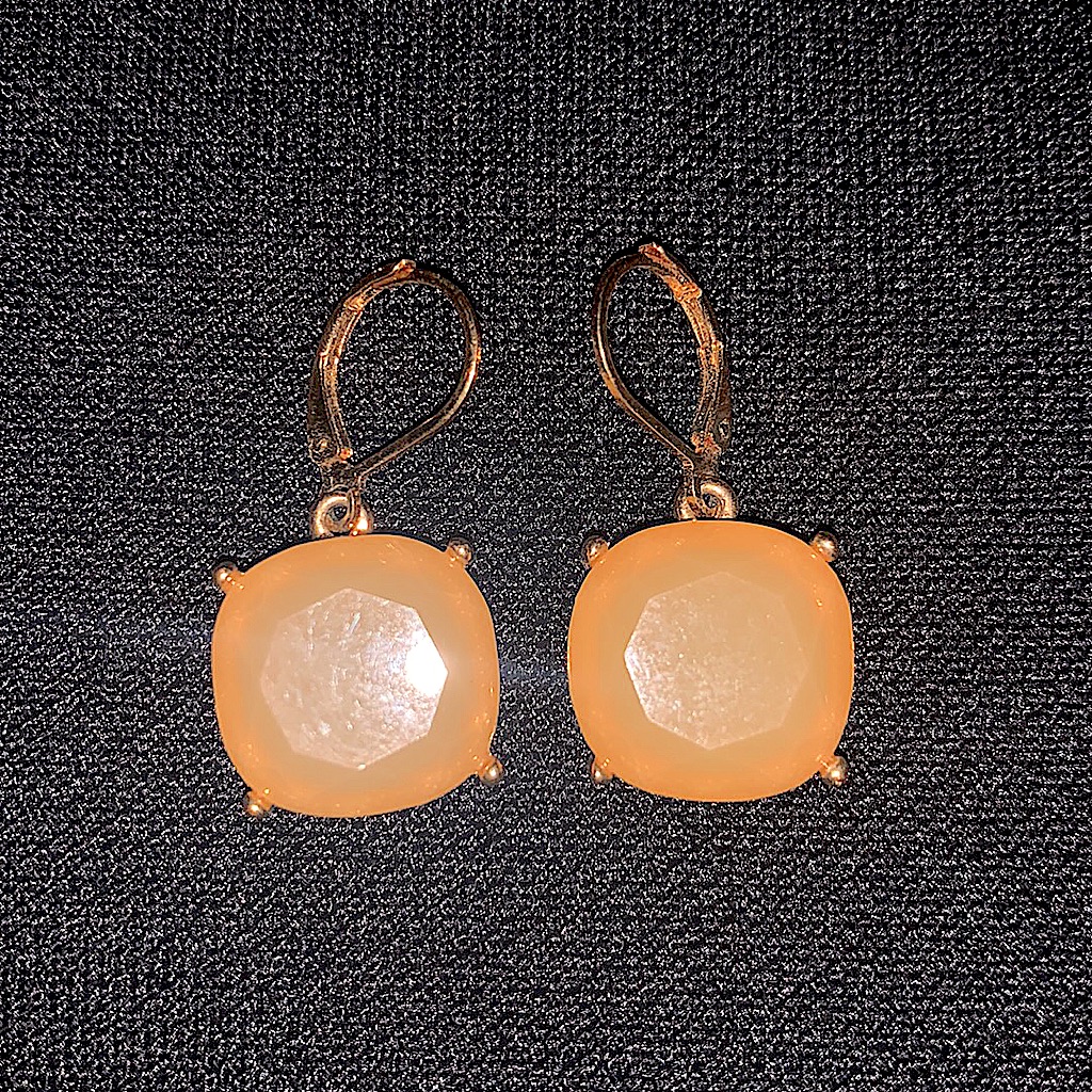 Joan Rivers Gold Peach Drop Dangle Acrylic Lucite Earrings 40$